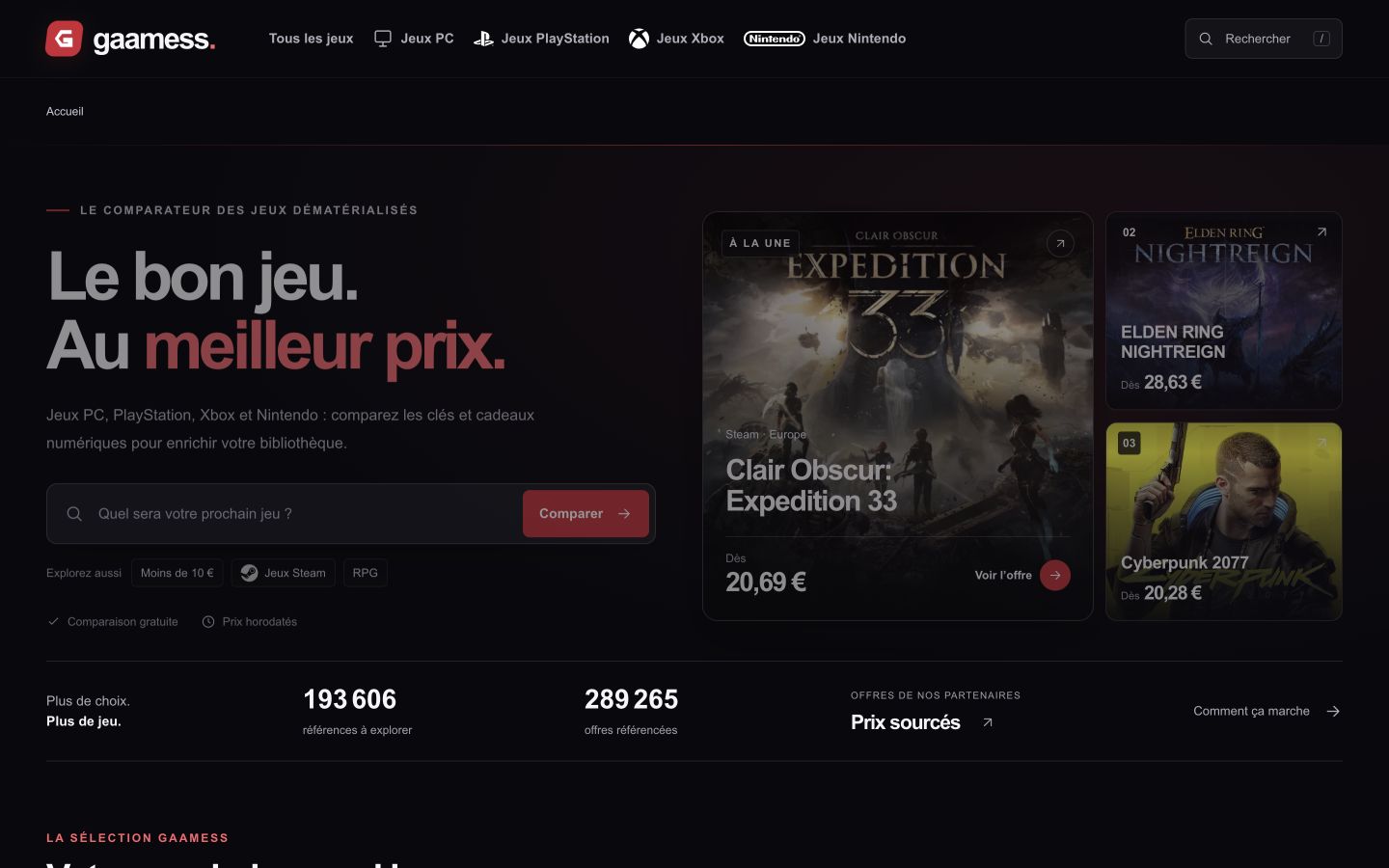 Aperçu fidèle du site Gaamess : logo, typographie et couleurs d’origine, 13 octobre 2026