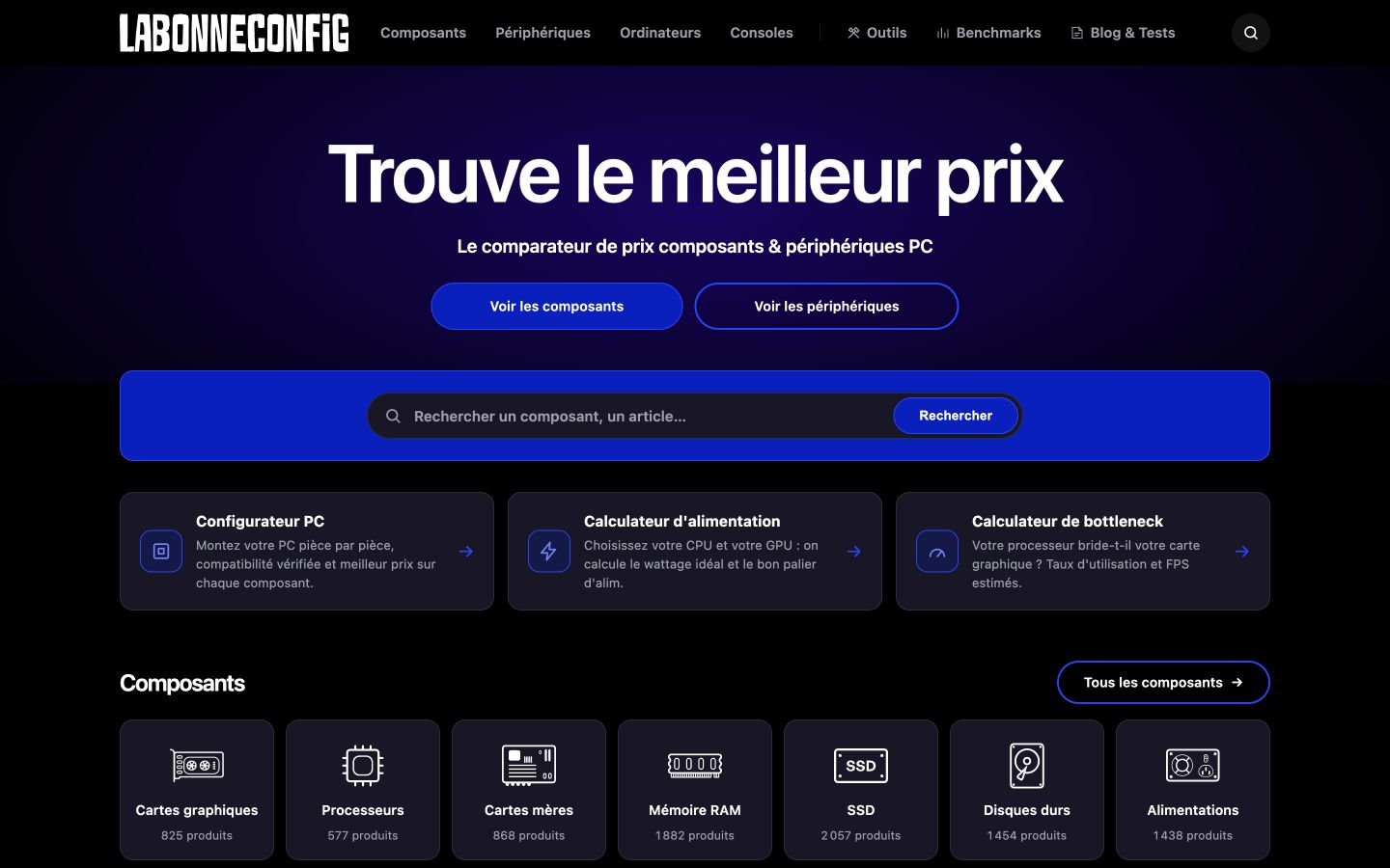 Aperçu fidèle du site LaBonneConfig : logo, typographie et couleurs d’origine, 13 octobre 2026