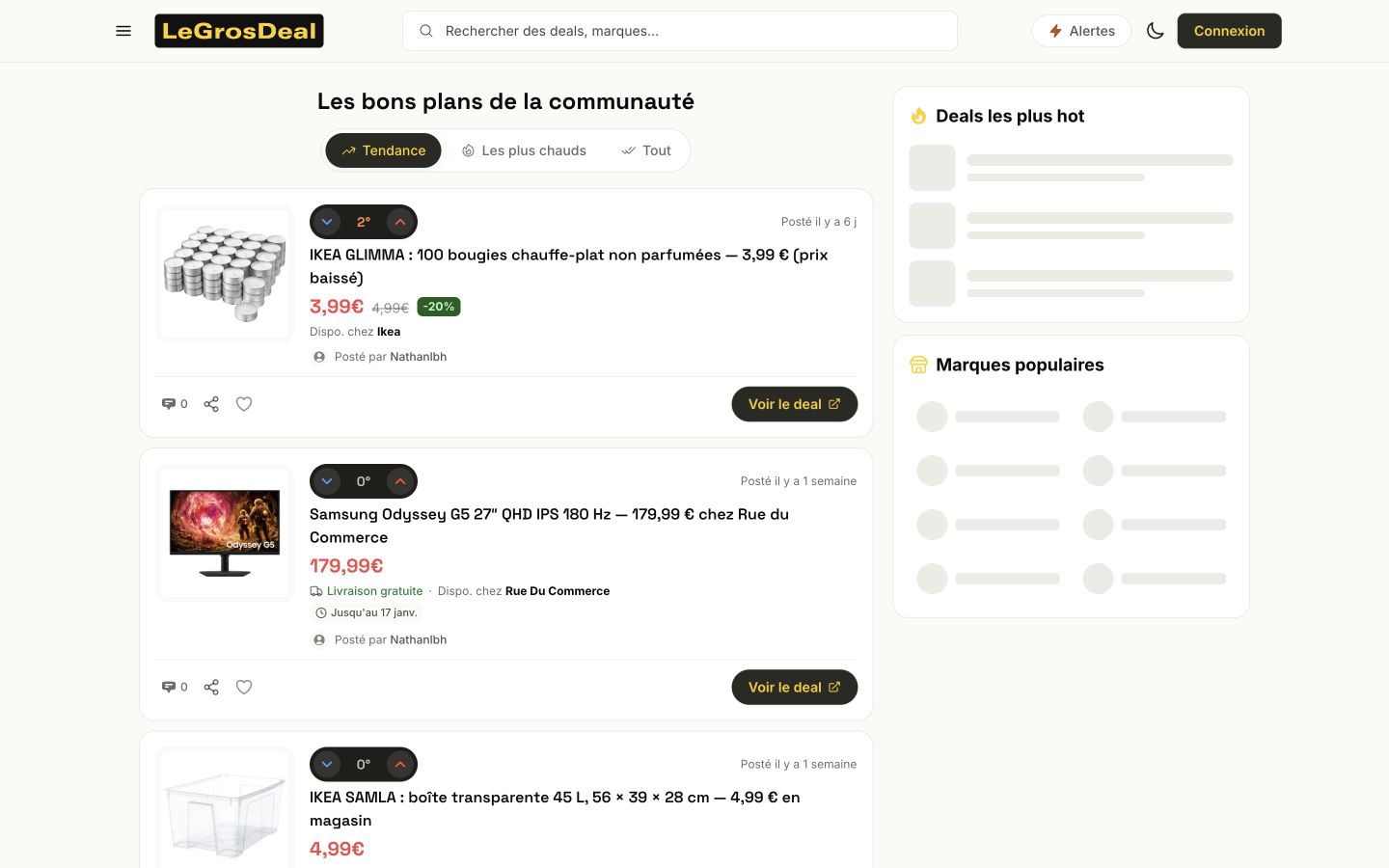 Aperçu fidèle du site LeGrosDeal : logo, typographie et couleurs d’origine, 13 octobre 2026