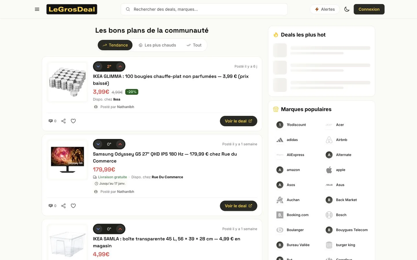 Capture de l’accueil de LeGrosDeal le 13 octobre 2026